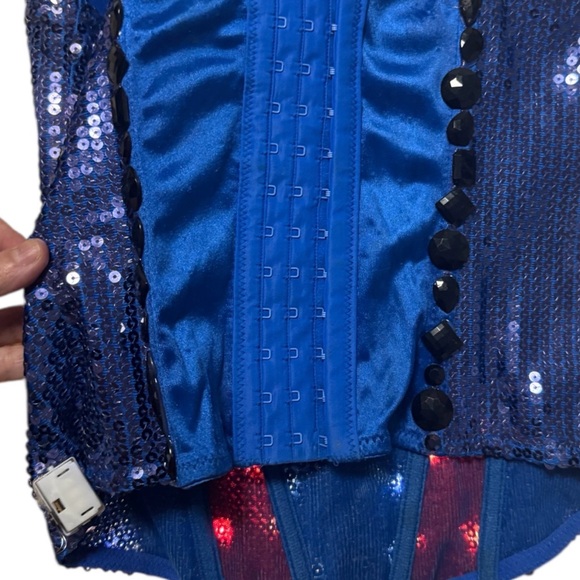 LED Halloween Costume Corset, Supergirl, Superhero, Size M, Sequins, Top, - Picture 9 of 16